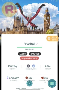 Yveltal London Background LVL50 3MOVES Oblivion Wing Gofest 2023 Non-Shiny Go... - Imagen 1 de 2