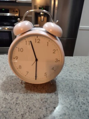 Vintage Vine Look Metal Alarm Clock Light Pink Contemporary Movie Prop - Image 1 of 4