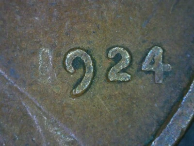 1924 Lincoln Cent Date Struck Through Grease Error - Image 1 of 4