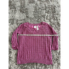 Emma James Womens Blouse Purple 3/4 Sleeve Keyhole Crochet Lined Petites XL