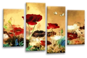 Arte de pared floral crema sala de estar dormitorio lienzo enmarcado cuadro listo para colgar1 - Imagen 1 de 5