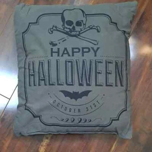 HAPPY HALLOWEEN October 31st Gray Halloween Decorative Pillow - Picture 1 of 2