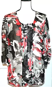 Christopher & Banks Womens Size L Multicolor Button Up Shell 3/4 Sleeve - Picture 1 of 5