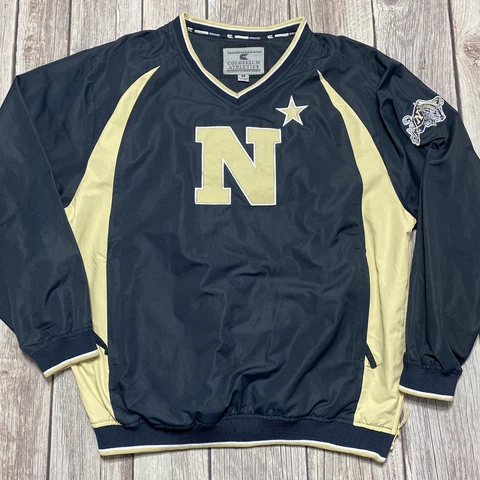 Colosseum Athletics Size M Navy Midshipmen Goat Logo Pullover Jacket Blue Cover