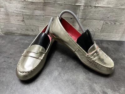 Avon Cushion Walk Loafers Women 9M Shoes Gold Leather Slip On Comfort Flats - Image 1 of 4