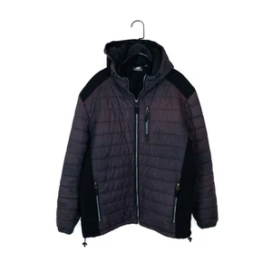 New Balance Puffer Quilted Jacket Black Purple Hooded - Size M - Picture 1 of 14