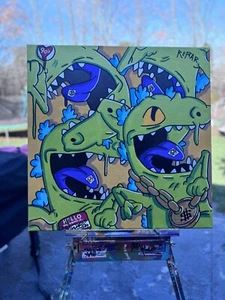 24 x 24 Acrylic Painted Canvas Rugrats Reptar Cartoon Shortiez Ink Graffiti - Picture 1 of 1