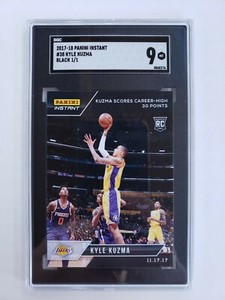 2017-18 PANINI INSTANT #38 KYLE KUZMA ONE OF ONE, BLACK 1/1 ROOKIE CARD
