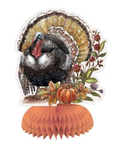 Mini Honeycomb Plaid Turkey Thanksgiving Centerpiece 4 Ct, 6 inch - Picture 1 of 1