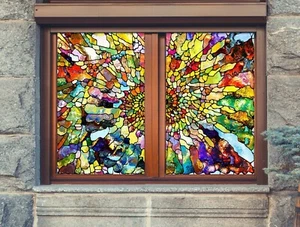 3D Color Texture D85 Window Film Print Sticker Cling Stained Glass UV Block Amy - Picture 1 of 11