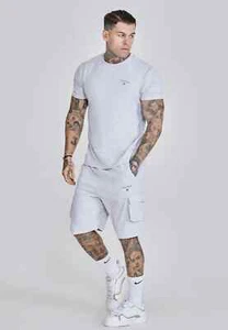 SikSilk Men's T-Shirt and Shorts Set Grey Marl Medium - Picture 1 of 4