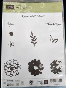 Stampin'Up! WHAT I LOVE (10) Stamps Set-Phrases/Words, 2-Step Flower-New/SAB - Picture 1 of 2
