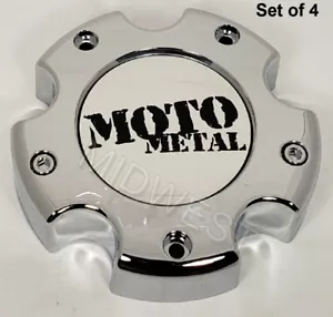 4 New Chrome 845L1451R Moto Metal 5x139.7 5x5.5 Wheel Rim Center Caps w Screws - Picture 1 of 4