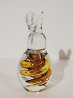 Vintage Art Glass PEAR Paperweight w/ Amber Swirl Signed MP Marian Pyrcak Poland