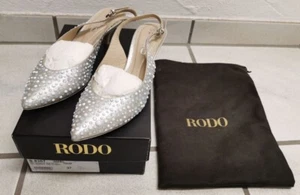 Designer Rodo Abend Schuhe Pumps Strassstein Slingback Silber Gr. 37, NP. 149€ - Bild 1 von 17