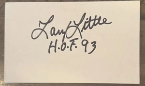 LARRY LITTLE SIGNED 3X5 INDEX CARD NFL AUTO AUTOGRAPH INSCRIBED HOF 93 DOLPHINS - Picture 1 of 1