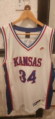 Camiseta deportiva de colección 1995 NCAA Nike Kansas Jayhawks Paul Pierce 34 para hombre grande cosida blanca Foto 1 de 4