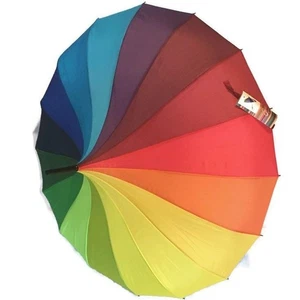 Wanderschirm Damen Regenbogen Pagode Mode schwarz Quaste Griff Stock NEU - Bild 1 von 6