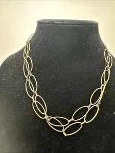 Collar de eslabones ovalados de plata de ley vintage, probado con ácido - Imagen 1 de 3