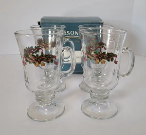 4 Johnson Brothers Victorian Christmas Pattern Irish Coffee Mugs 5 3/4" - Picture 1 of 4