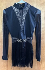 Weissman Jazz Tap Erwachsene Medium MA schwarz "Ain't Your Mama" Kostüm Tanz Fransen - Bild 1 von 4