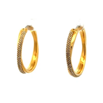 Michael Kors Gold Tone Stainless Steel Cubic Zirconia Statement Hoop Earrings - Image 1 of 4