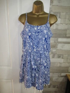 BOOHOO ● taglia 12 ● tuta da gioco paisley blu bianco donna - Foto 1 di 4