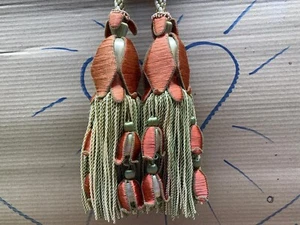 Scalamandre Tulip Tieback Pink Green Cream Tassel Rayon Cotton Wood MSRP$1996 - Picture 1 of 24