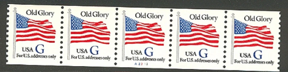 USA PNC SC# 2890 BLUE "G" - OLD GLORY (32c) WATER ACTIVATED MNH PL# A2213 - Image 1 of 1
