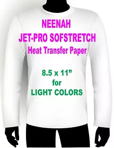 JET PRO SOFSTRETCH INKJET HEAT IRON ON TRANSFER PAPER 8.5 X 11" - 10 SHEETS - Picture 1 of 1
