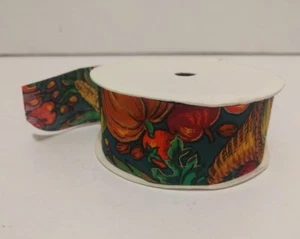 Vintage 1 yard Thanksgiving Harvest Autumn Themed Ribbon 1" Wide Stiff - Picture 1 of 5