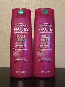 Lot of 2 - Garnier Fructis Full & Plush Fortifying Shampoo for Fine Flat Hair - Picture 1 of 2