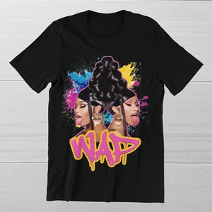 Cardi B WAP T-Shirt Tongue Sticking Out Hip Hop Rap Queen on Ringspun Cotton Tee - Bild 1 von 8