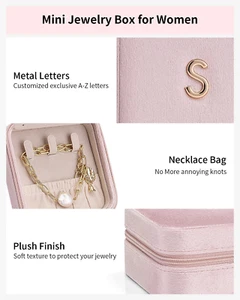 Travel Jewelry Box for Girls Women, Initial Jewelry Organizer Box Travel Must... - Picture 1 of 6