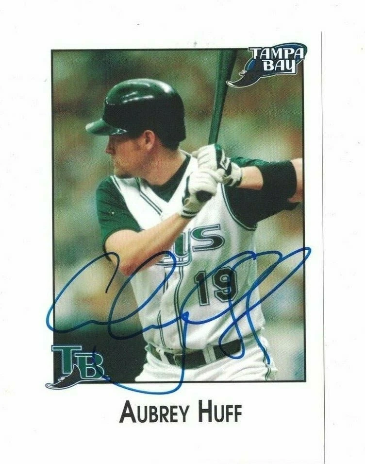 Aubrey Huff Tampa Bay Rays Signed Team Issue Photo W/Our COA  - Image 1 of 1
