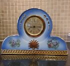 Vintage Finest Quality Earthenware Staffordshire Mantle Clock Blue And Gold