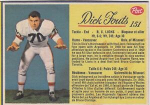 1963 Post Cereal Dick Fouts #151 BC LIONS
