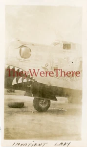 *WWII photo- B 24 LIBERATOR Bomber plane Nose Art - IMPATIENT LADY* - Picture 1 of 3