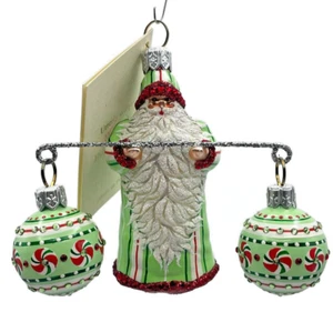Patricia Breen Balance Peppermints Striped Santa Claus Christmas Tree Ornament - Picture 1 of 8