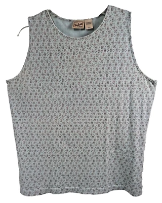 Woolrich Mujer Azul Lila Floral Algodón-Nylon Acanalado-Sin Mangas-Cuello Redondo/Mediano Foto 1 de 4