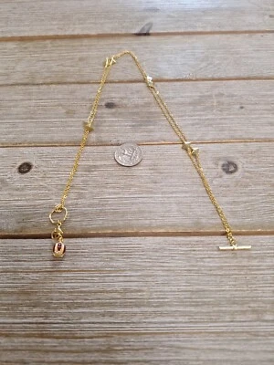 Origami Owl Gold Tone and Red Jeweled Bead Necklace sz 36in - Image 1 of 3