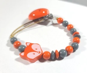 Pacifier clip• Binky clip• Baby gift• Fox• Orange dark gray - Picture 1 of 6