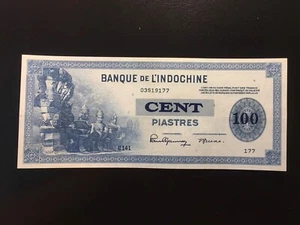 French Indochina 100 Piastres 1945 Pick 78a Circulated No Pinholes - Very Nice - Picture 1 of 2