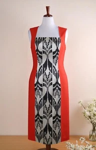 OSCAR DE LA RENTA NWT $1790 Cayenne 2017 Ikat Panel Midi Sheath Dress Size 14 - Picture 1 of 6