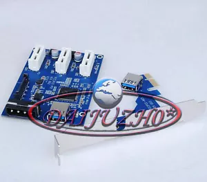 PCI-e Express 1X to 3 Port 1X Switch Multiplier HUB Riser Card +USB Cable NEW - Picture 1 of 4