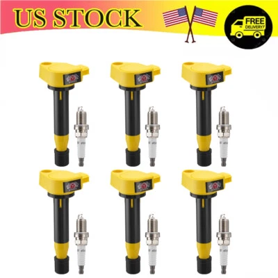 Paquete de 6 bobinas de encendido y bujías para Honda Accord 2000-2007 3,0 L 3,5 L V6 UF242 Foto 1 de 4