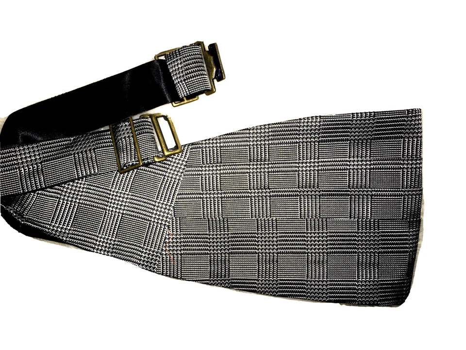 Cummerbund satinado a cuadros, boda formal ajustable para hombre Foto 1 de 3