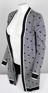 Guess Jeans Strickjacke Pullover Wickeloptik S Small Eco Cachet Logo Cardigan Jet Black - Bild 1 von 5