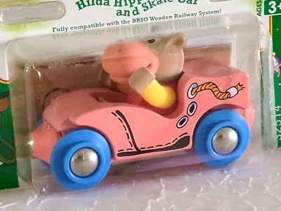 Vtg BRIO Wooden Railway HILDA HIPPO & SKATE CAR  Busytown  #32514 - Image 1 of 4