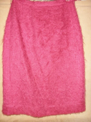 Vintage Fuzzy Wool Raspberry Pink Skirt by British Imports of England - Sz 4 - Image 1 of 4